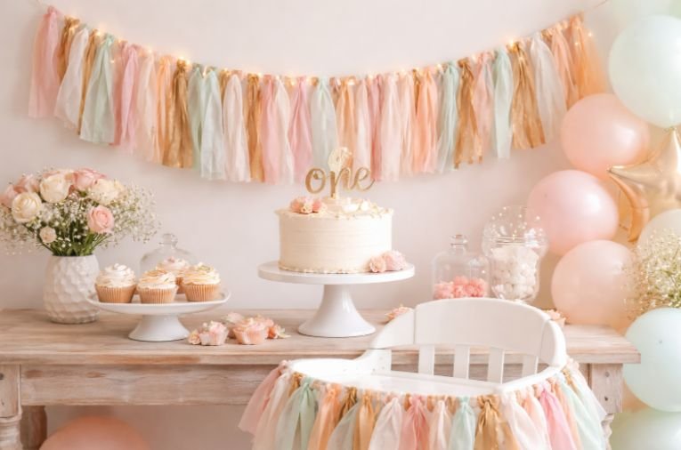 Adorable 1st Birthday Fabric Garland Party Inspiration